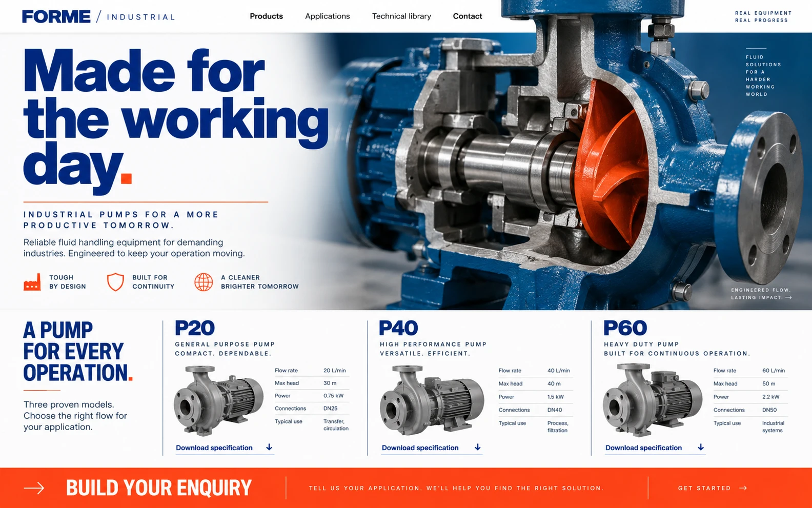 Industrial supplier website — sample interface design