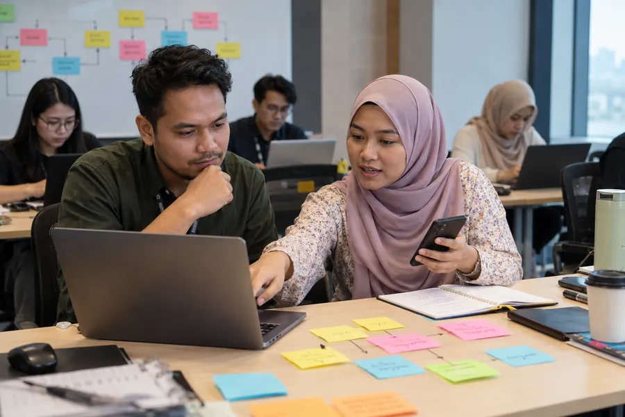 AI-generated illustrative training scene for AI Chatbots & Customer Response Automation