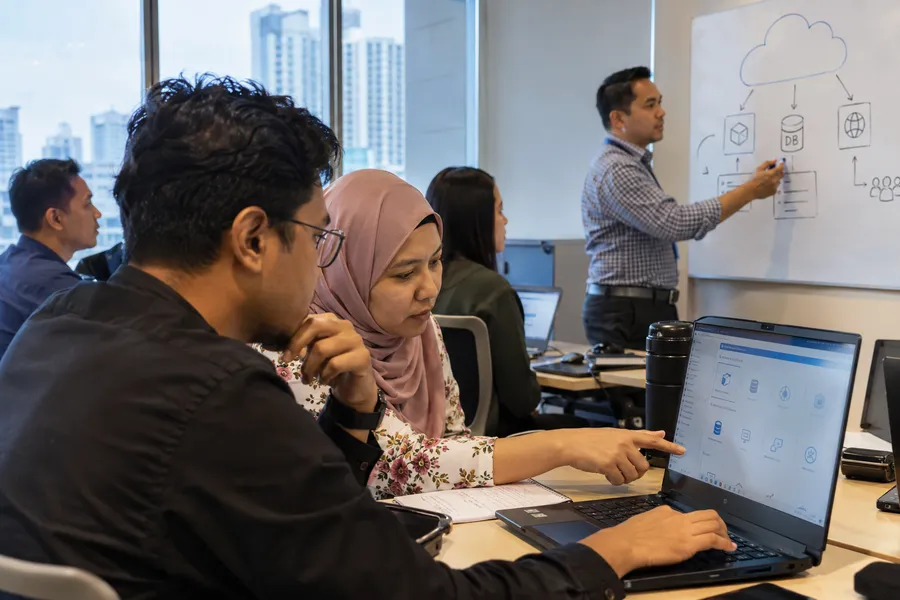 AI-generated illustrative training scene for Cloud Computing & Microsoft Azure