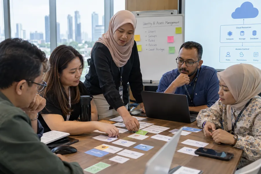 AI-generated illustrative training scene for Cloud Security & Governance