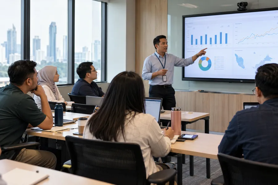 AI-generated illustrative training scene for Business Intelligence & Decision Analytics