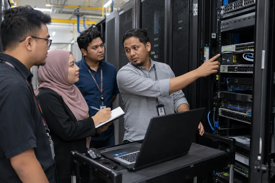 AI-generated illustrative training scene for Data Centre Operations & Management